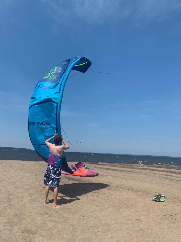 landing kite at ausable point beach